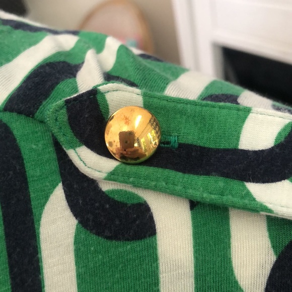 ⛓️Banana Republic Chain Print Green & Navy Wrap Dress SzM⛓️ - Picture 5 of 5